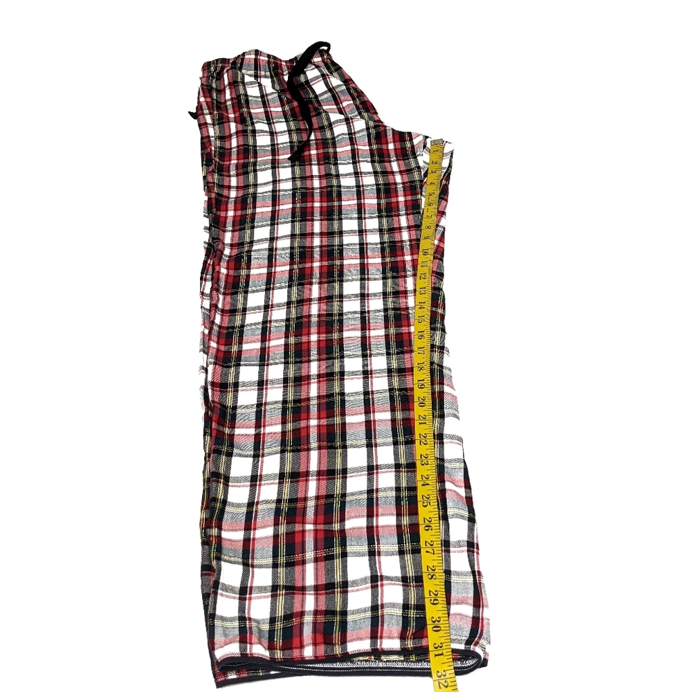 Victoria Secrets 2 piece Pajama plaid red white black yellow front tie on pants - Picture 8 of 12